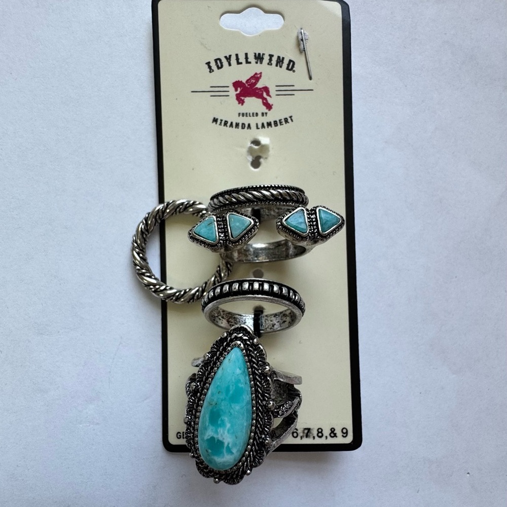Idyllwind Silver and Turquoise Ring Set
